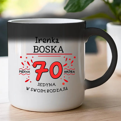 Kubek na Urodziny "Boska 70-tka", personalizowana