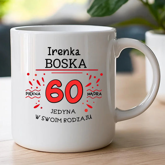 Kubek na Urodziny "Boska 60-tka", personalizowana