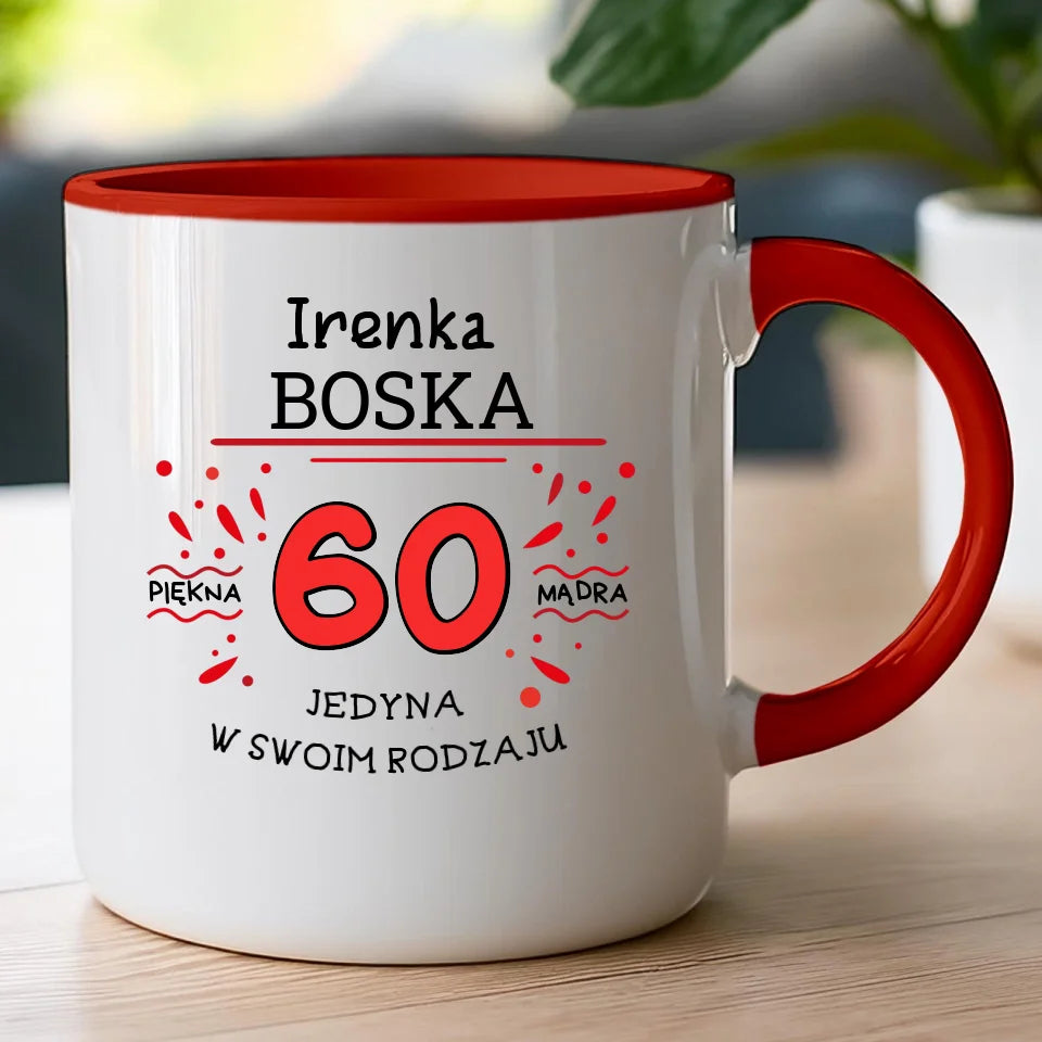 Kubek na Urodziny "Boska 60-tka", personalizowana