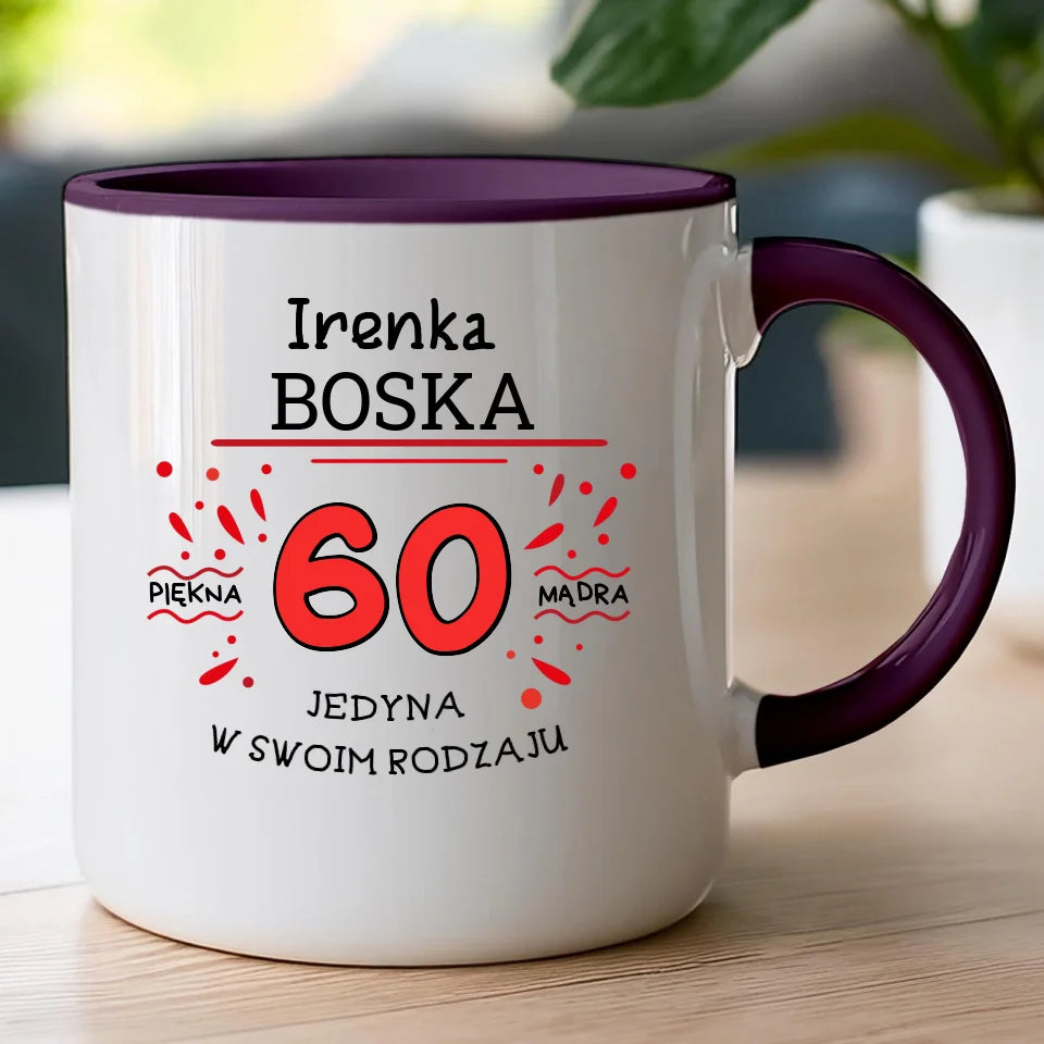 Kubek na Urodziny "Boska 60-tka", personalizowana