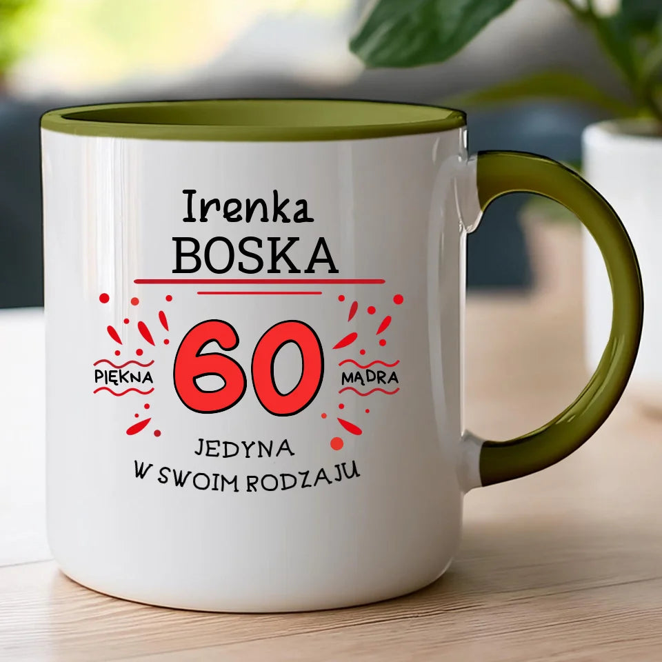 Kubek na Urodziny "Boska 60-tka", personalizowana