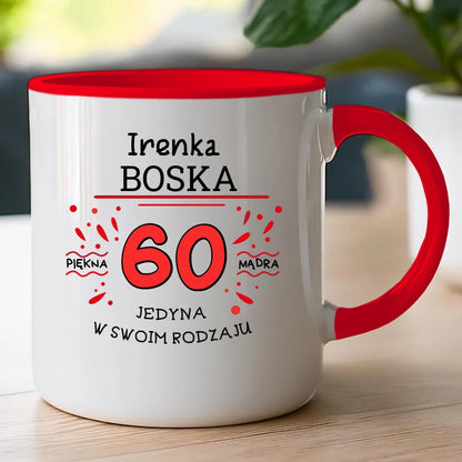 Kubek na Urodziny "Boska 60-tka", personalizowana