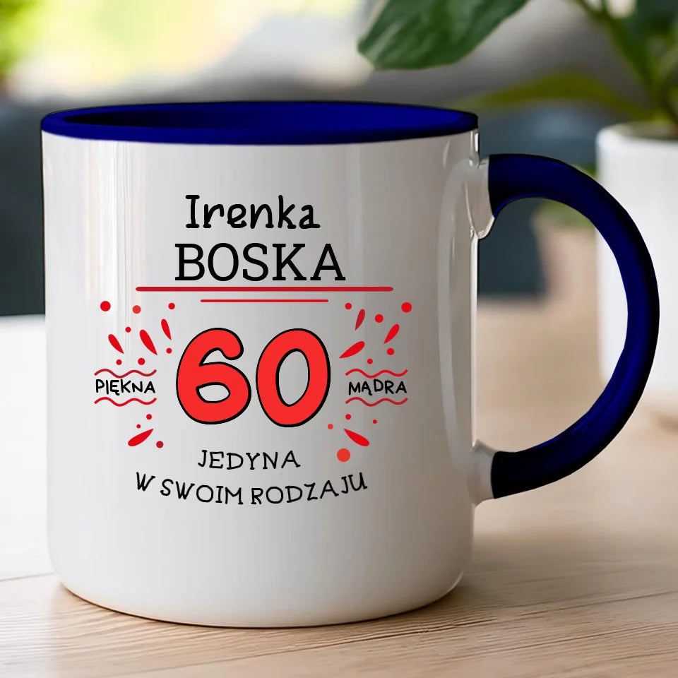 Kubek na Urodziny "Boska 60-tka", personalizowana