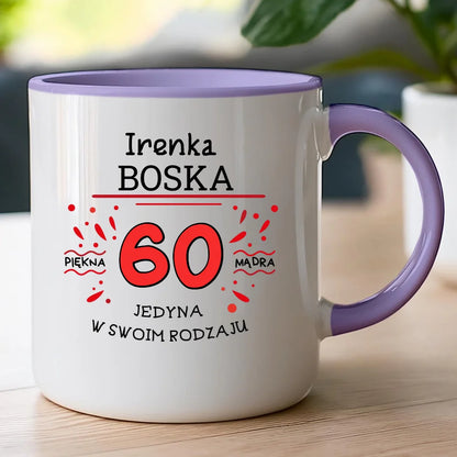 Kubek na Urodziny "Boska 60-tka", personalizowana