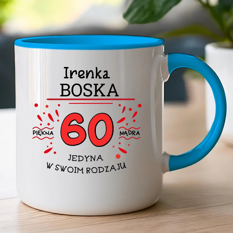 Kubek na Urodziny "Boska 60-tka", personalizowana