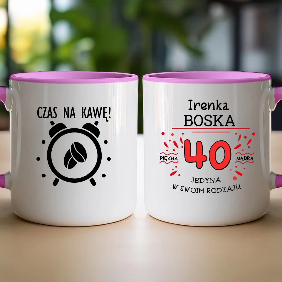 Kubek na Urodziny "Boska 40-tka", personalizowana