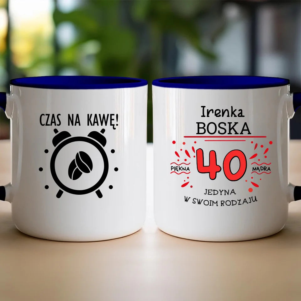 Kubek na Urodziny "Boska 40-tka", personalizowana