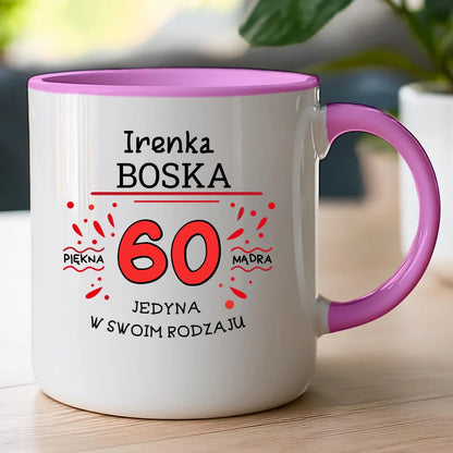 Kubek na Urodziny "Boska 60-tka", personalizowana