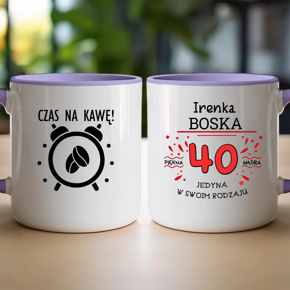 Kubek na Urodziny "Boska 40-tka", personalizowana