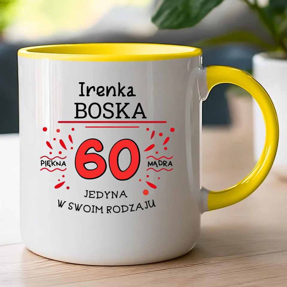 Kubek na Urodziny "Boska 60-tka", personalizowana