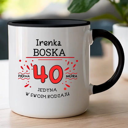 Kubek na Urodziny "Boska 40-tka", personalizowana