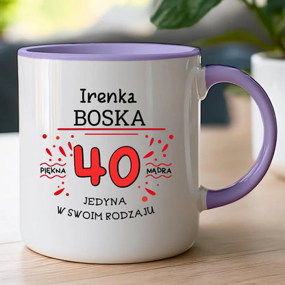 Kubek na Urodziny "Boska 40-tka", personalizowana