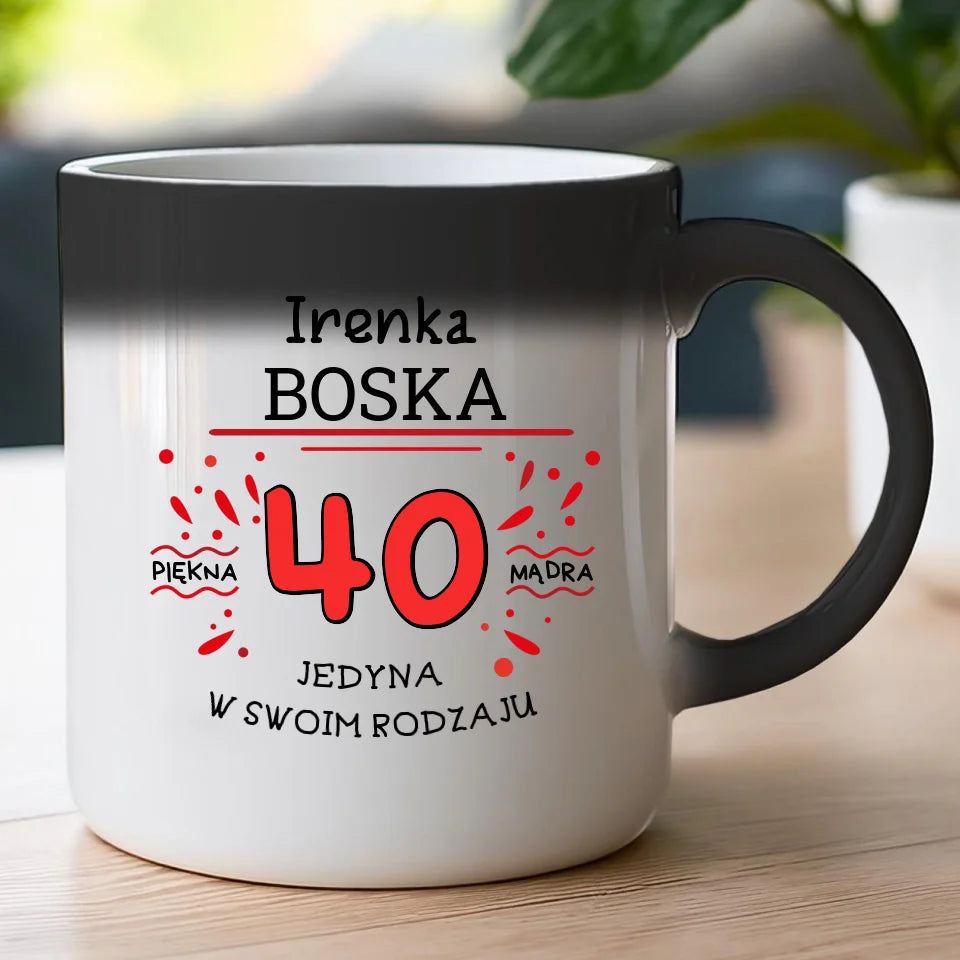 Kubek na Urodziny "Boska 40-tka", personalizowana