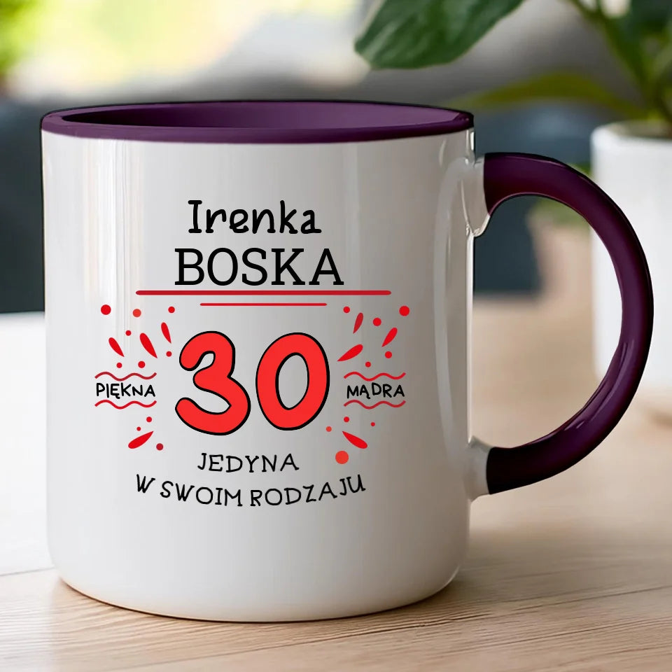 Kubek na Urodziny "Boska 30-tka", personalizowana