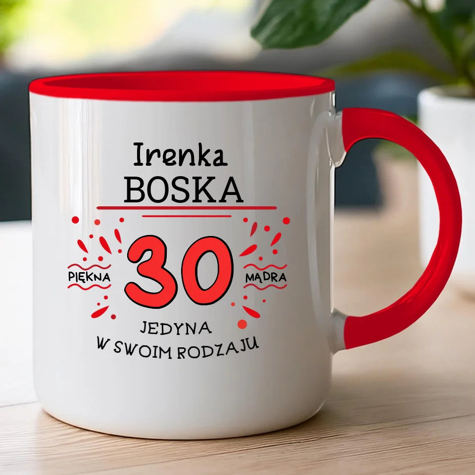 Kubek na Urodziny "Boska 30-tka", personalizowana