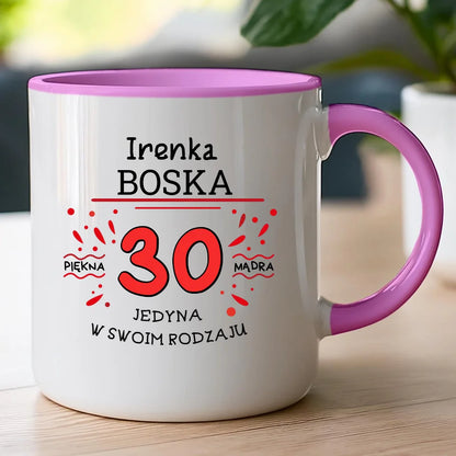 Kubek na Urodziny "Boska 30-tka", personalizowana