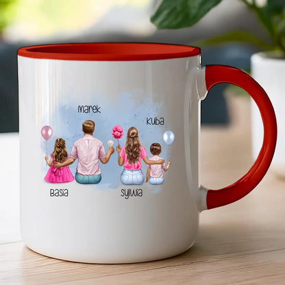 Kubek dla Rodziny "Mama, Tata + 2 dzieci", personalizowany