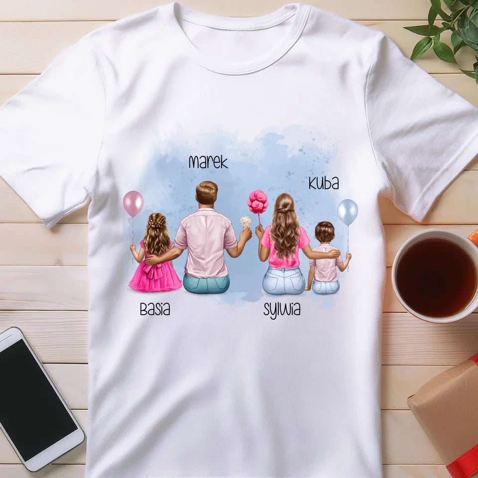 Koszulka dla Rodziny "Mama, Tata + 2 dzieci", personalizowana