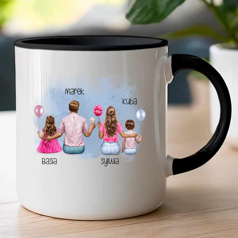 Kubek dla Rodziny "Mama, Tata + 2 dzieci", personalizowany