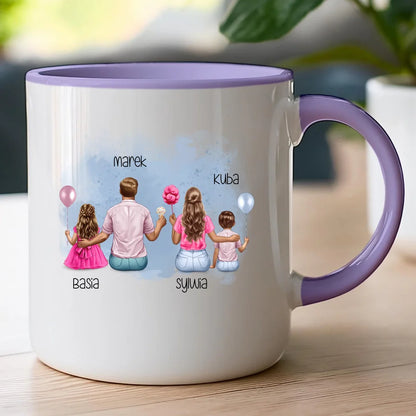 Kubek dla Rodziny "Mama, Tata + 2 dzieci", personalizowany