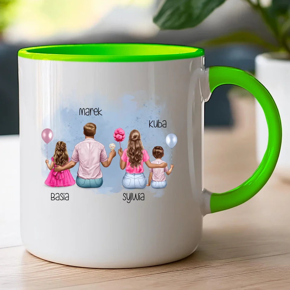 Kubek dla Rodziny "Mama, Tata + 2 dzieci", personalizowany