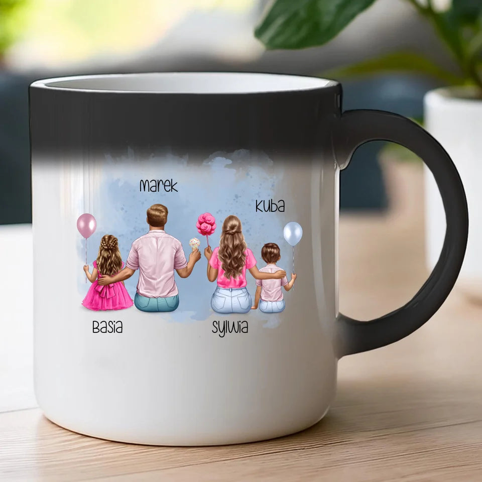 Kubek dla Rodziny "Mama, Tata + 2 dzieci", personalizowany