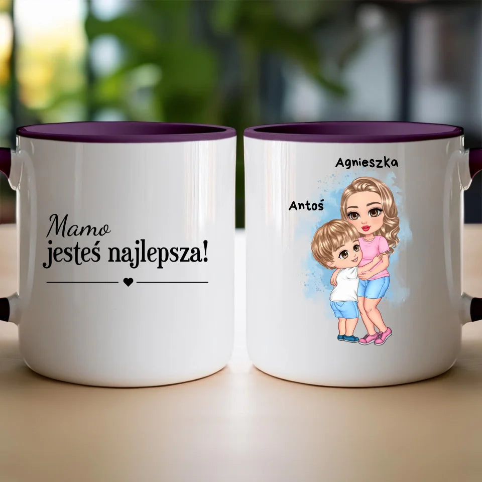 Kubek dla Mamy "Mama z dzieckiem w objęciach", personalizowany