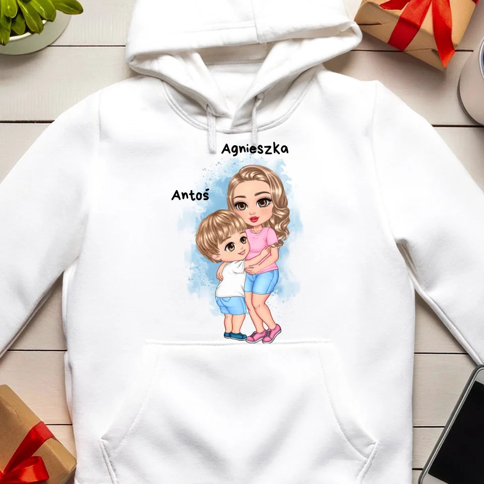 Bluza kangur dla Mamy "Mama z dzieckiem w objęciach", personalizowana