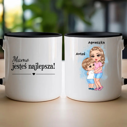 Kubek dla Mamy "Mama z dzieckiem w objęciach", personalizowany