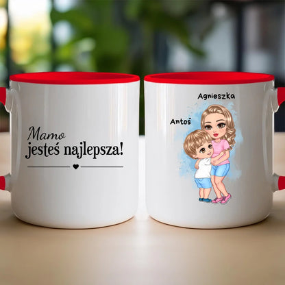 Kubek dla Mamy "Mama z dzieckiem w objęciach", personalizowany