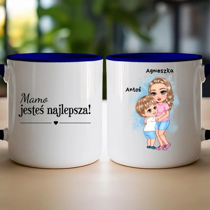 Kubek dla Mamy "Mama z dzieckiem w objęciach", personalizowany