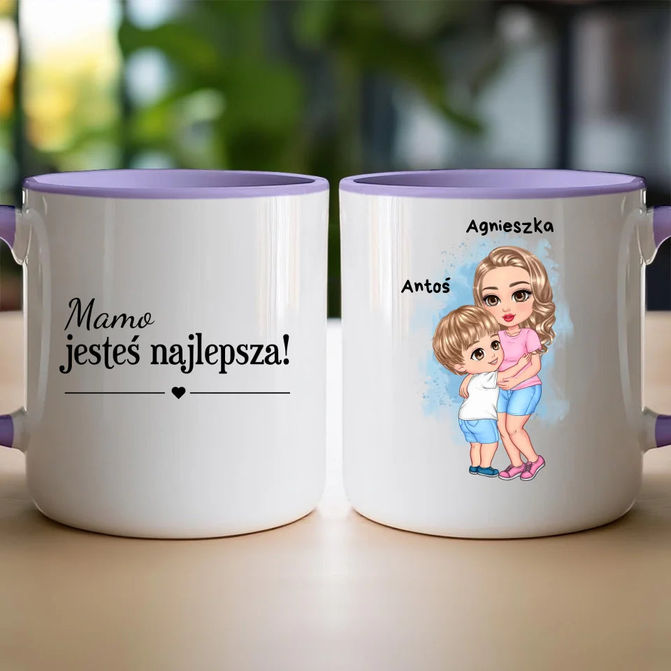 Kubek dla Mamy "Mama z dzieckiem w objęciach", personalizowany