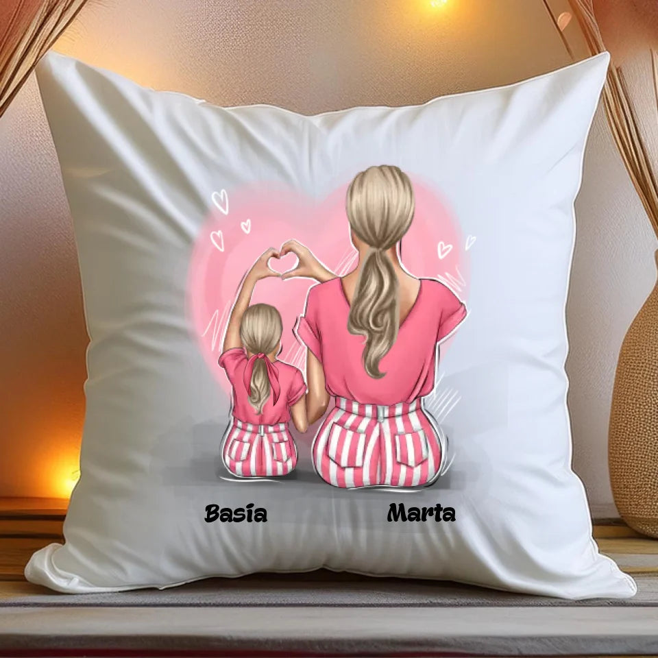 Personalizowana poduszka na Dzień Matki "Mama z córką"