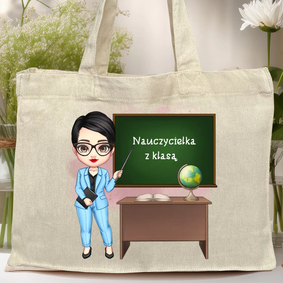 Personalizowana torba z nadrukiem na Dzień Nauczyciela "Nauczycielka z klasą"