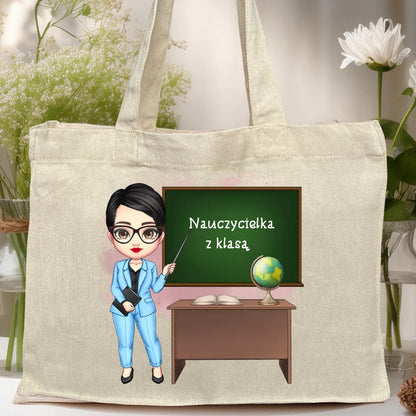 Personalizowana torba z nadrukiem na Dzień Nauczyciela "Nauczycielka z klasą"