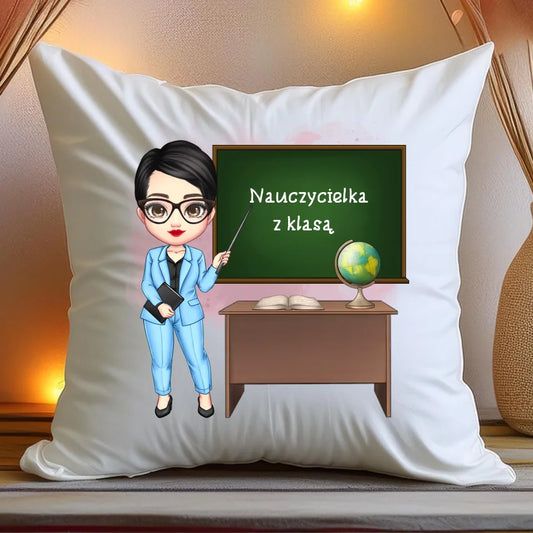 Personalizowana poduszka na Dzień Nauczyciela "Nauczycielka z klasą"