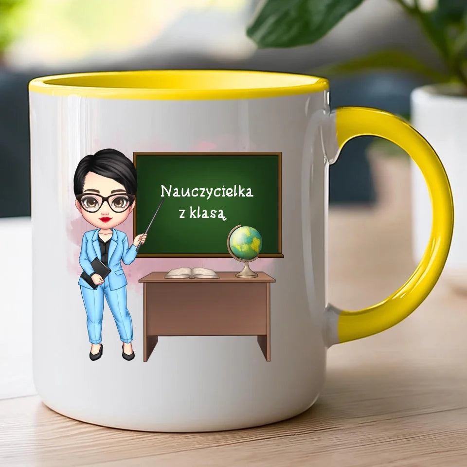 Personalizowany kubek na Dzień Nauczyciela "Nauczycielka z klasą"