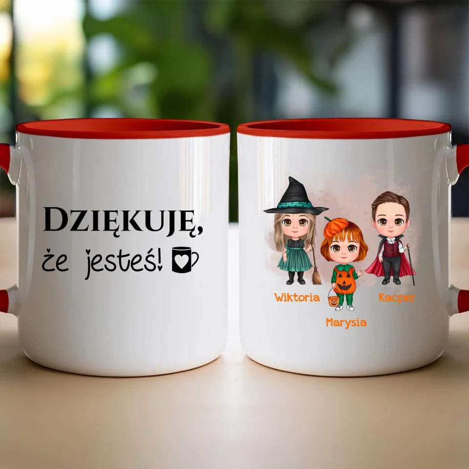 Kubek na Halloween "Dzieci w kostiumach, Dynia, Czarownica, Wampir"