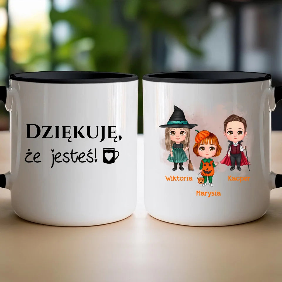 Kubek na Halloween "Dzieci w kostiumach, Dynia, Czarownica, Wampir"