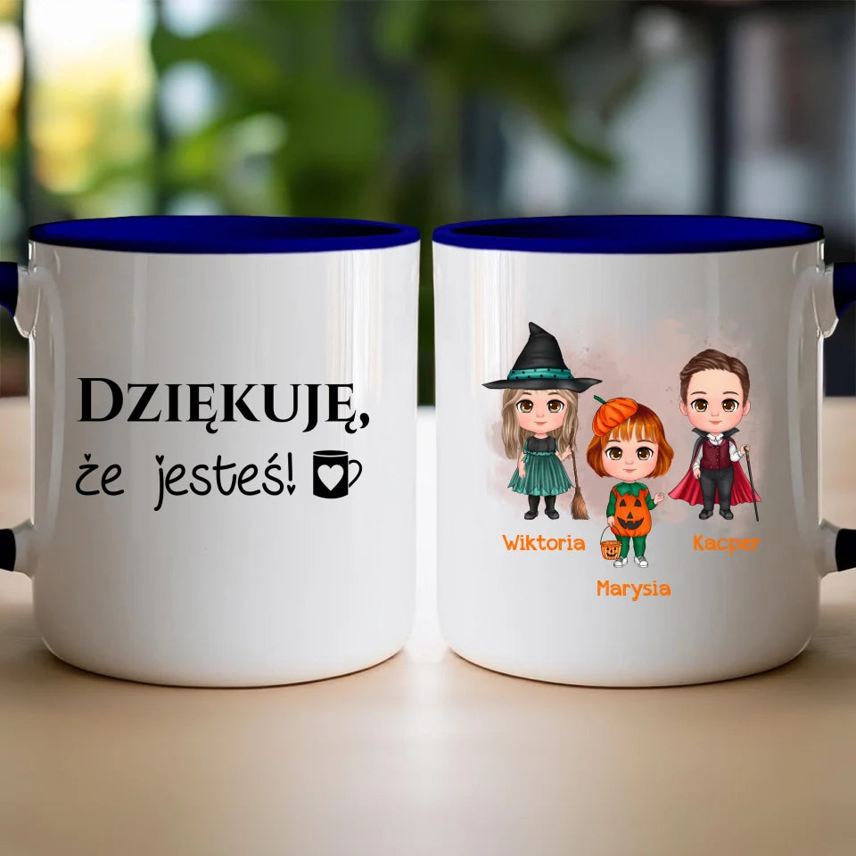 Kubek na Halloween "Dzieci w kostiumach, Dynia, Czarownica, Wampir"