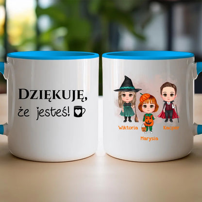 Kubek na Halloween "Dzieci w kostiumach, Dynia, Czarownica, Wampir"