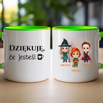 Kubek na Halloween "Dzieci w kostiumach, Dynia, Czarownica, Wampir"