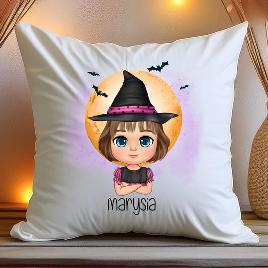 Personalizowana poduszka na Halloween "Dziecko w kostiumie, Czarownica, Dynia, Wampir"