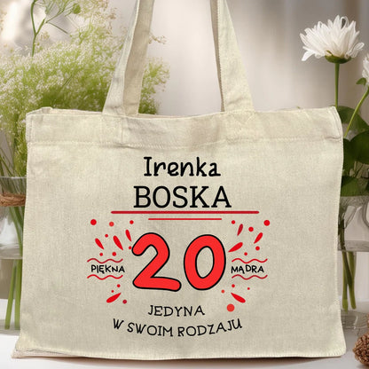 Torba z nadrukiem na Urodziny "Boska 20-tka", personalizowana