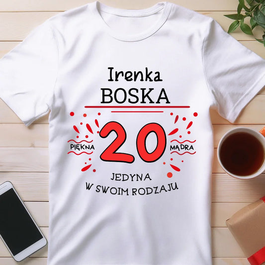 Koszulka na Urodziny "Boska 20-tka", personalizowana