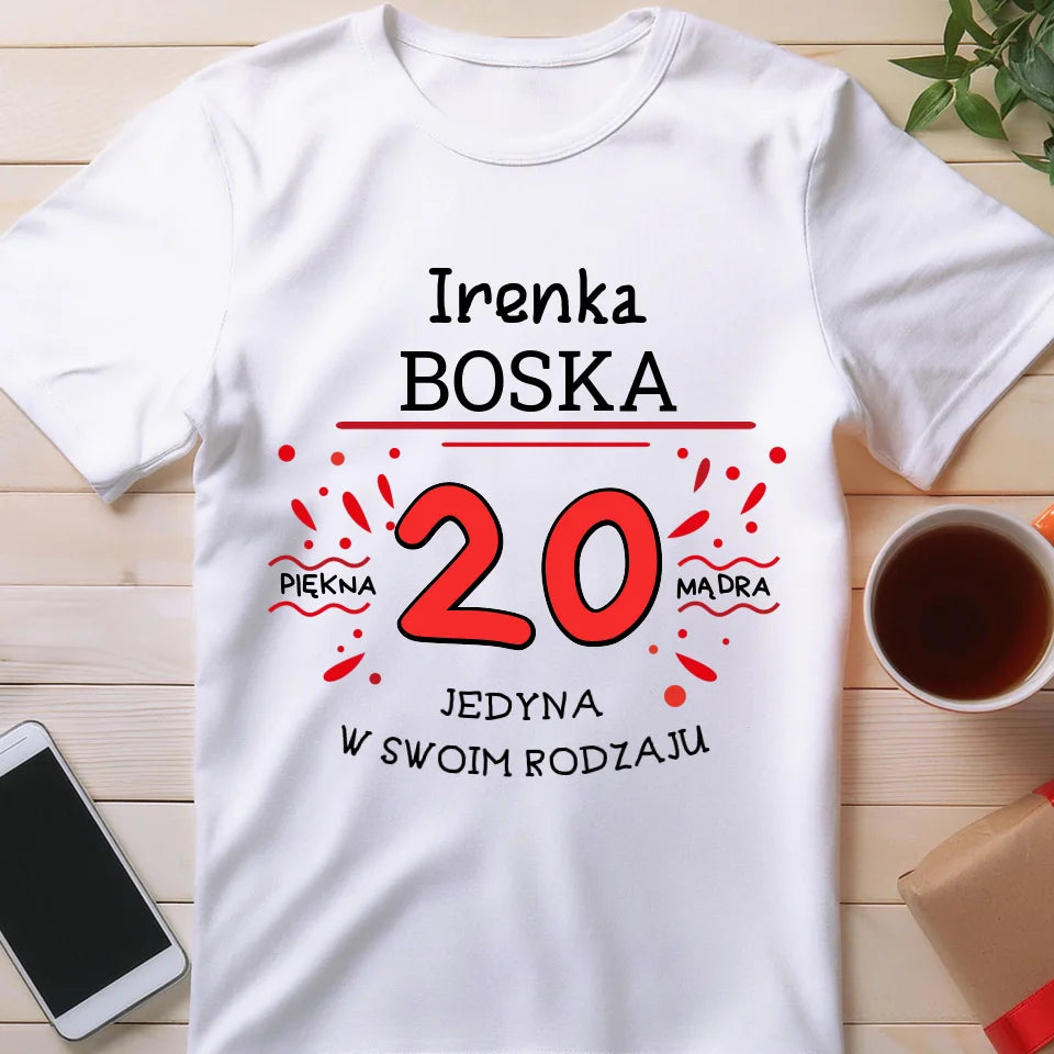 Koszulka na Urodziny "Boska 20-tka", personalizowana