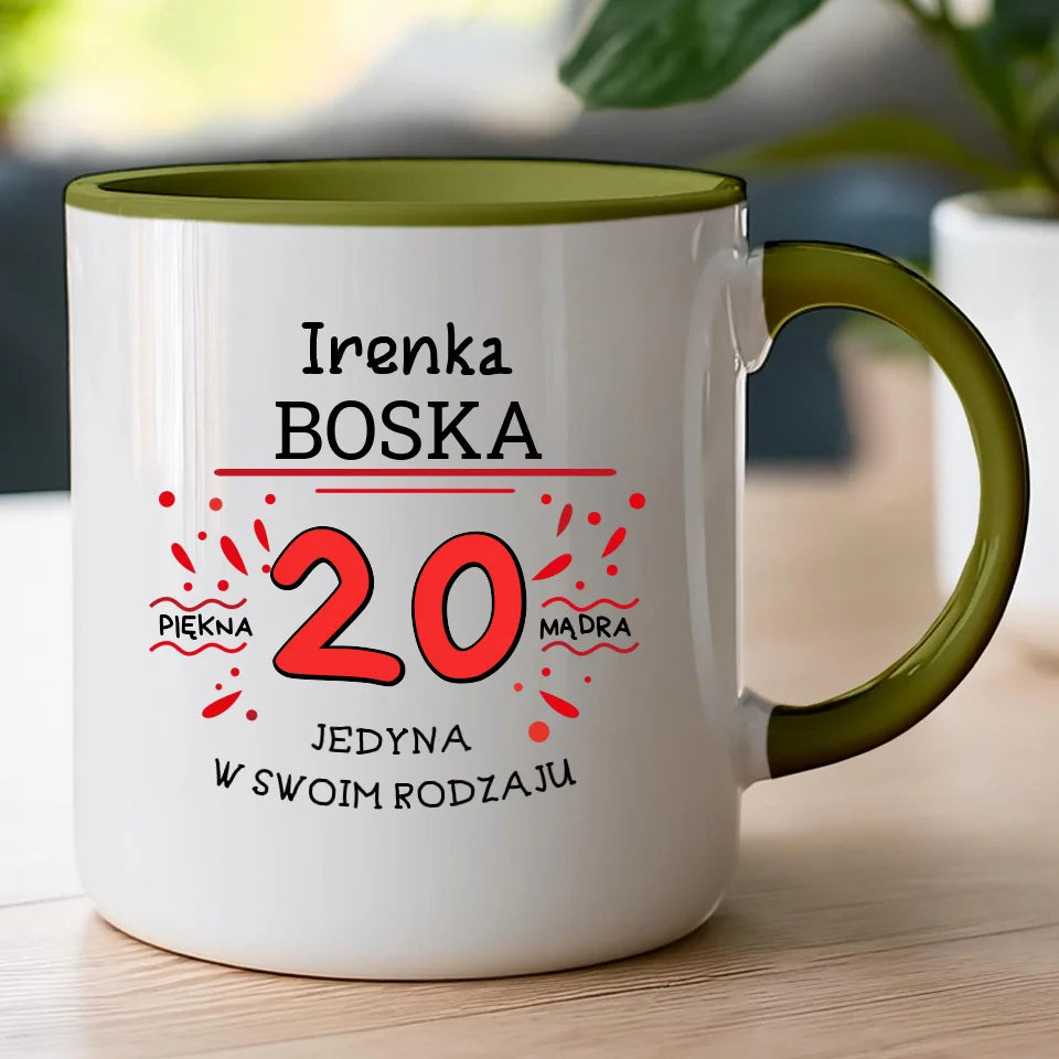 Kubek na Urodziny "Boska 20-tka", personalizowana