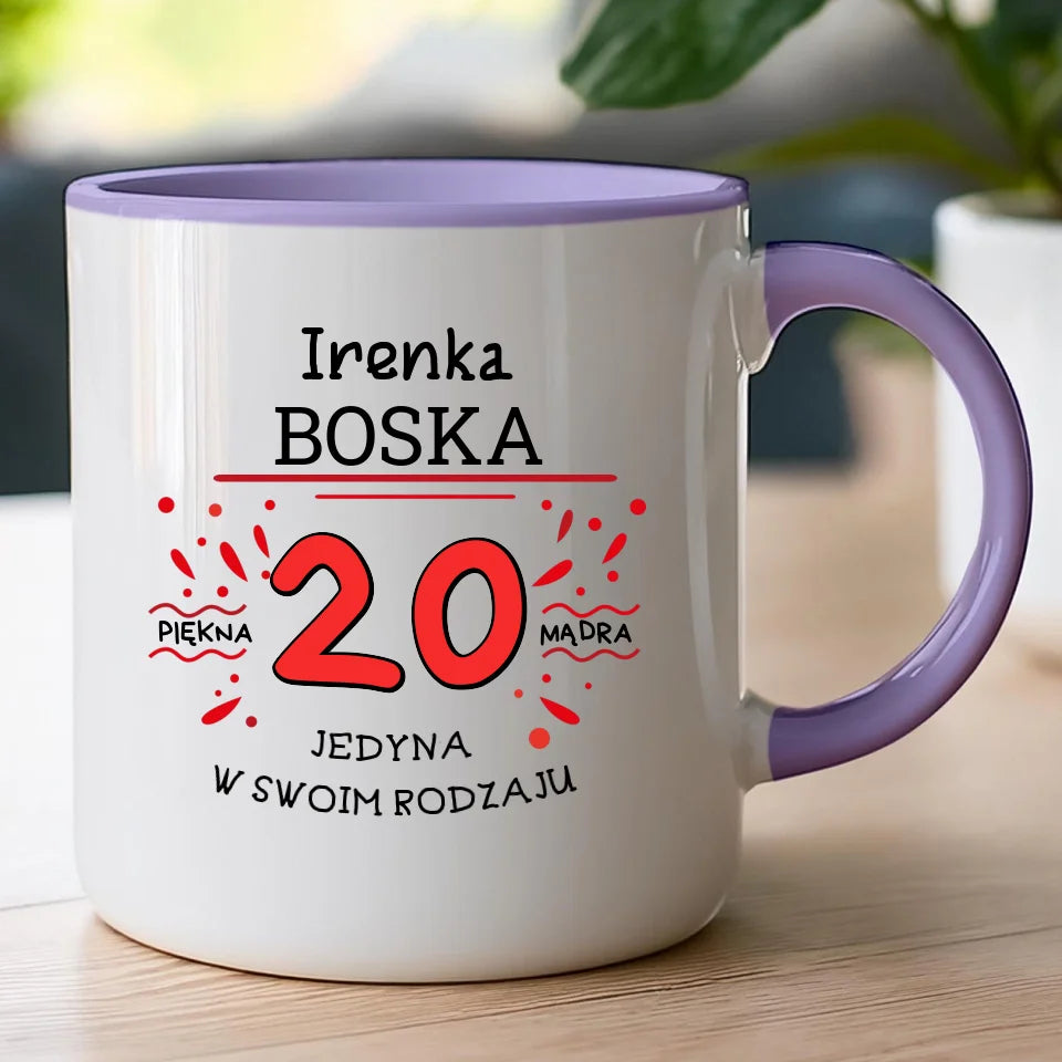 Kubek na Urodziny "Boska 20-tka", personalizowana