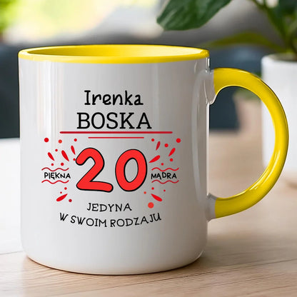 Kubek na Urodziny "Boska 20-tka", personalizowana