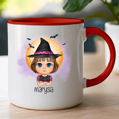 Personalizowany kubek z nadrukiem na Halloween "Dziecko w kostiumie, Czarownica, Dynia, Wampir"